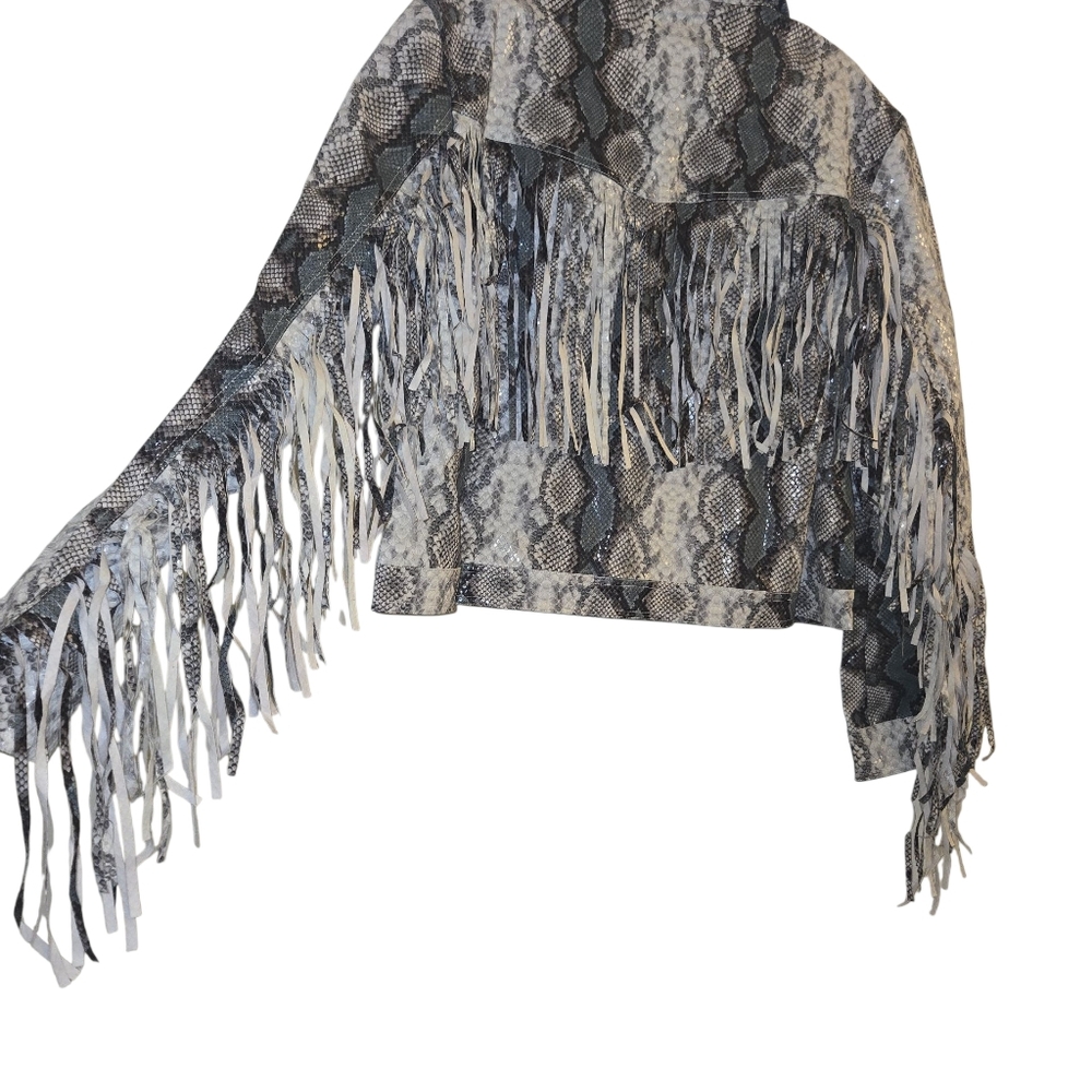 Chic Snake Print Jacket with Fringe Size: XL - Picture 6 of 11